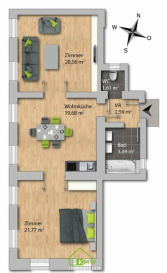 Anleger aufgepasst: vermietete Altbau-Wohnung in zentraler Lage – Top 5 - Grundriss (3013)