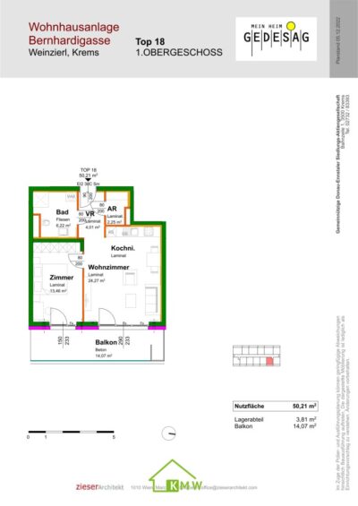 PROVISIONSFREI: geförderte Eigentumwohung mit großem Balkon - Grundriss (11707)