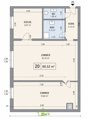 Attraktive 2-Zimmer-Eigentumswohnung – ideale Kapitalanlage oder zukünftiges Eigenheim - Grundriss (10210)