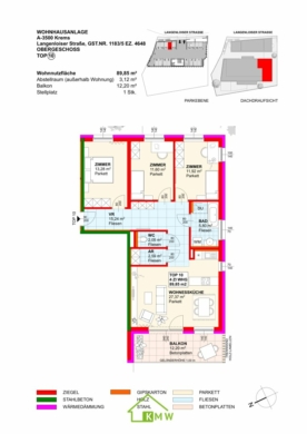 Aussichtslage Top 10: Stadt- und Weingartenblick – 4 Zimmer Eigentumswohnung mit Terrasse - Grundriss (3610)
