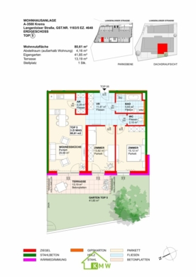 Aussichtslage Top 5: Weingartenblick – 3 Zimmer Eigentumswohnung mit Terrasse und Garten - Grundriss (3496)