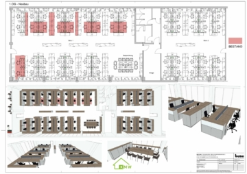Repräsentatives, modernes ca. 265m² Büro mit Kantine und Parkplätzen - Grundriss (3376)