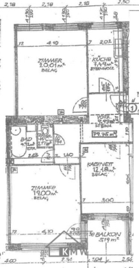 Stadtzentrum: ca. 80m² Mietwohnung nähe Altstadt - Grundriss (4590)