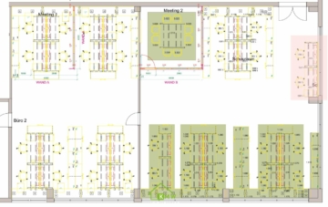 Repräsentative, moderne ca. 505m² Büroflächen mit Kantine und Parkplätzen - Grundriss (3362)