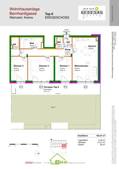 PROVISIONSFREI: großzügige 4-Zi-Eigentumswohnung mit Terrasse und Garten - Grundriss (11722)