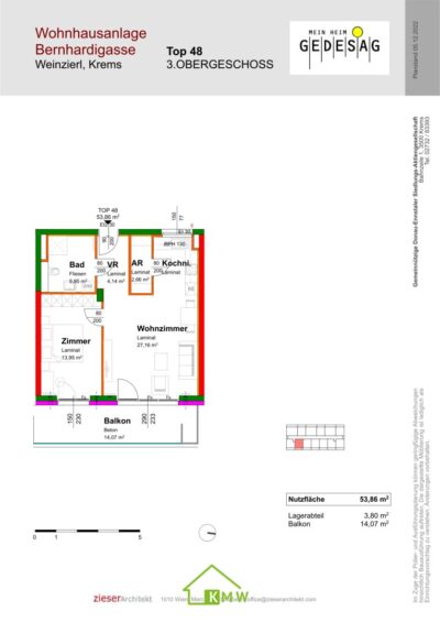 PROVISIONSFREI: hochwertige Eigentumswohnung mit Balkon - Grundriss (11759)