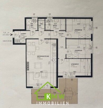 13 ZUGMINUTEN NACH WIEN: Neuwertige 4-Zi-Wohnung mit großzügigem Balkon und Blick ins Grüne - Grundriss (7010)